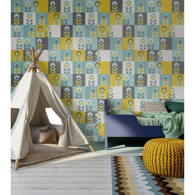 Tapisserie murale Fleurs de créateurs en carrés