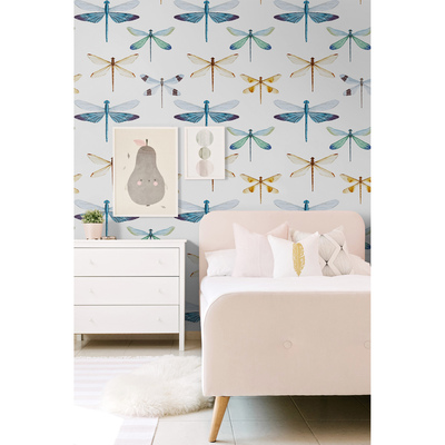 Tapisserie murale Libellules arc-en-ciel magiques