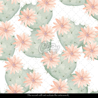 Papier peint Cactus à fleurs mexicains