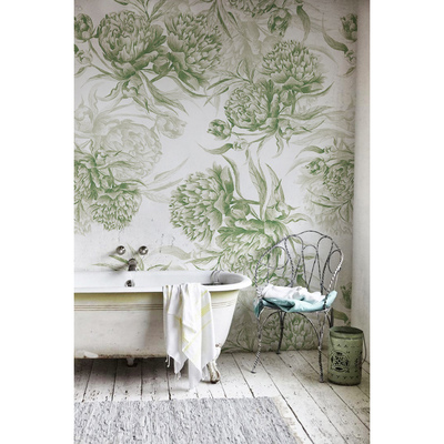 Papier peint adhésif Reposez-vous parmi les pivoines vertes