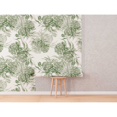 Papier peint adhésif Reposez-vous parmi les pivoines vertes