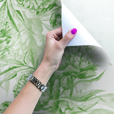 Papier peint adhésif Reposez-vous parmi les pivoines vertes