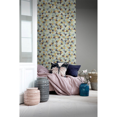 Tapisserie panoramique Petits triangles pastel