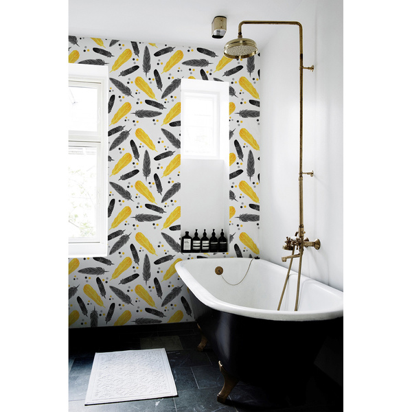 Tapisserie murale Plumes dorées vibrantes