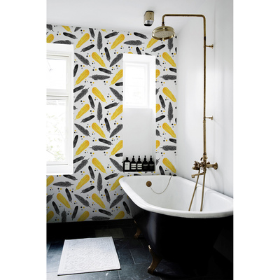 Tapisserie murale Plumes dorées vibrantes