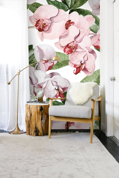 Papier peint panoramique Orchidée rose