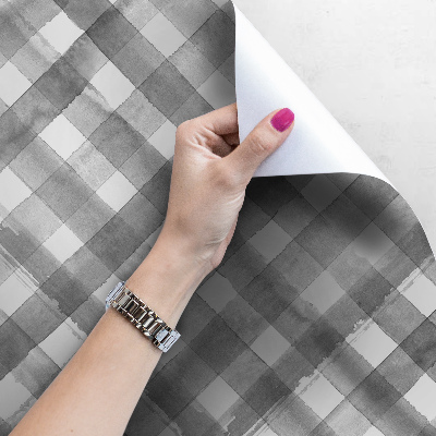 Tapisserie panoramique à carreaux gris et blanc