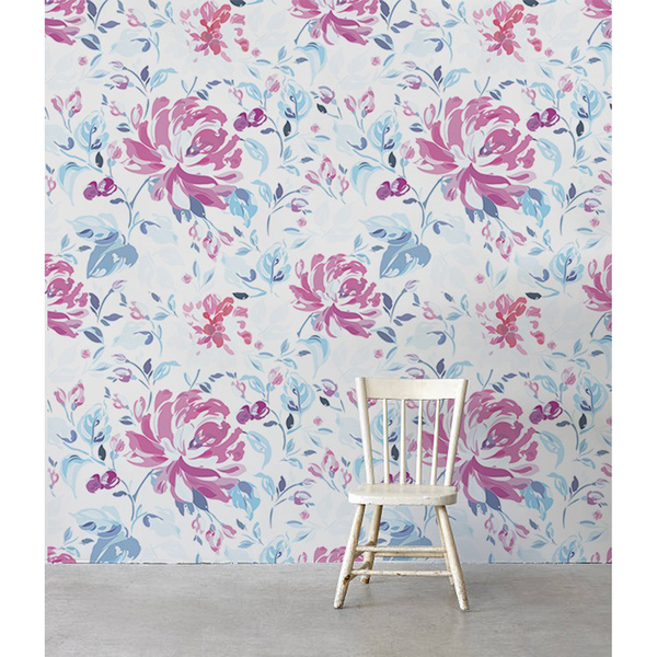 Tapisserie murale Prairie pleine de fleurs roses