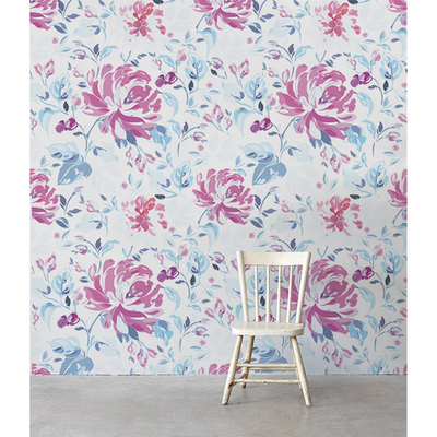 Tapisserie murale Prairie pleine de fleurs roses