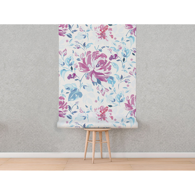 Tapisserie murale Prairie pleine de fleurs roses