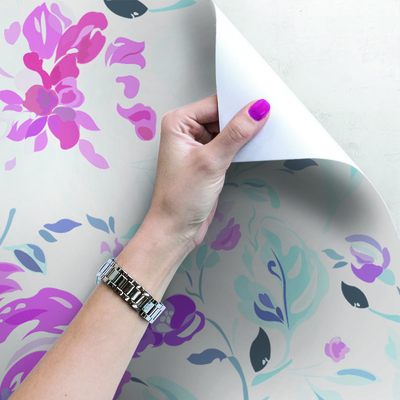 Tapisserie murale Prairie pleine de fleurs roses