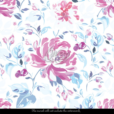 Tapisserie murale Prairie pleine de fleurs roses