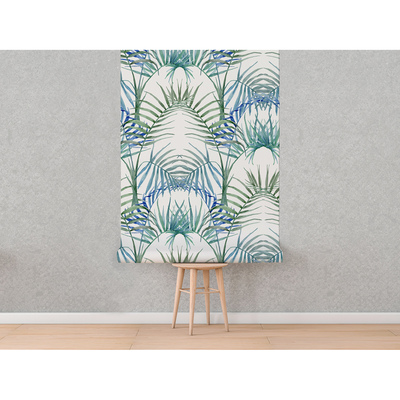 Tapisserie murale Feuilles tropicales bleu-vert