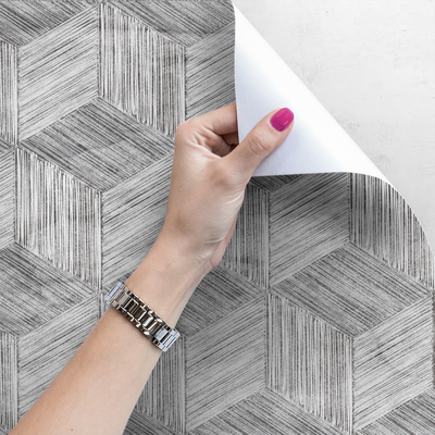 Tapisserie panoramique cubes géométriques