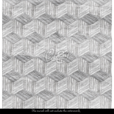 Tapisserie panoramique cubes géométriques