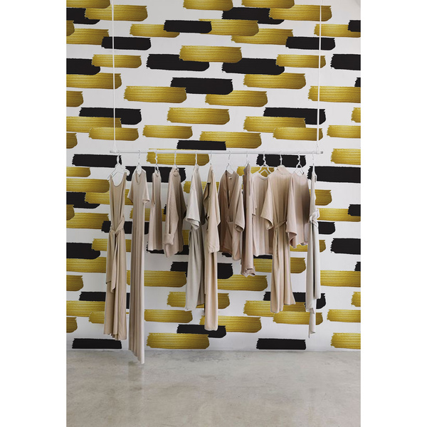 Papier peint adhésif Taches noires et dorées op art