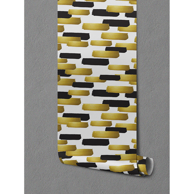 Papier peint adhésif Taches noires et dorées op art