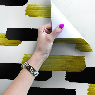 Papier peint adhésif Taches noires et dorées op art