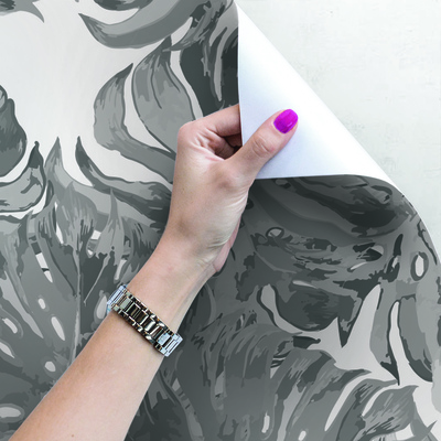 Papier peint adhésif Monstera gris