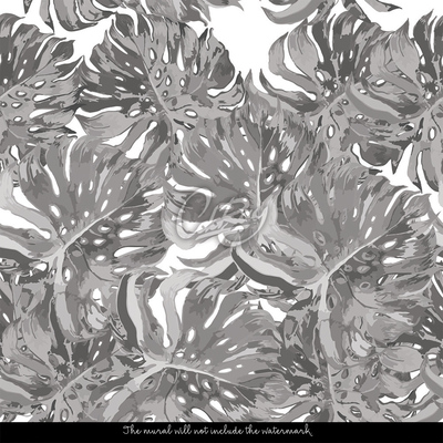 Papier peint adhésif Monstera gris