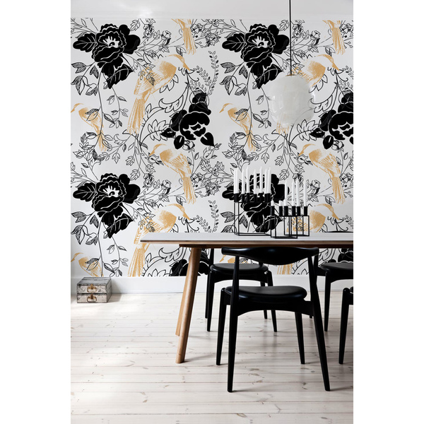 Papier peint Des oiseaux parmi les fleurs