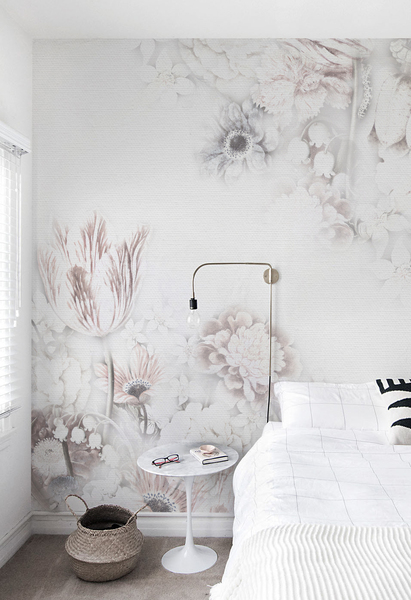 Tapisserie murale Floral Baroque Blanc