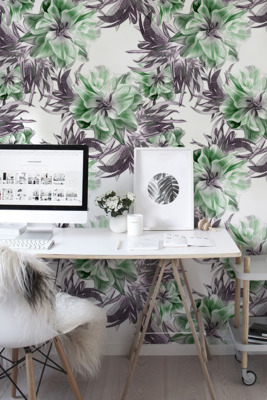 Tapisserie panoramique Fleurs en négatif