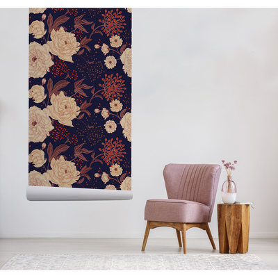 Papier peint panoramique Sous le ciel nocturne fleuri