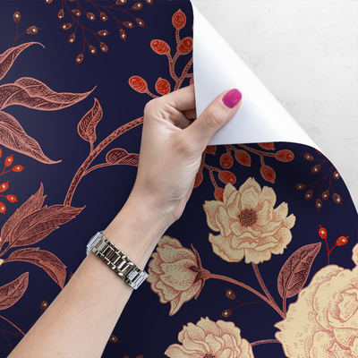 Papier peint panoramique Sous le ciel nocturne fleuri