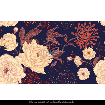 Papier peint panoramique Sous le ciel nocturne fleuri