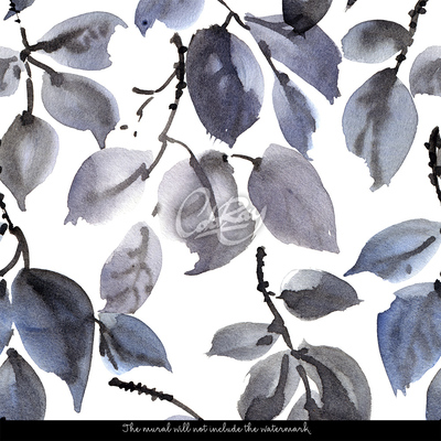 Tapisserie panoramique Feuilles de graphite élégantes