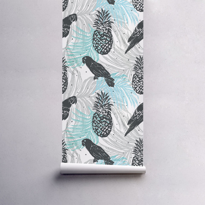 Papier peint Perroquets dans des ananas