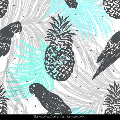 Papier peint Perroquets dans des ananas
