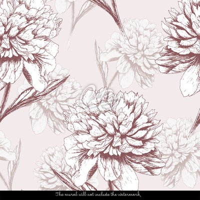 Tapisserie murale Pivoines en blush