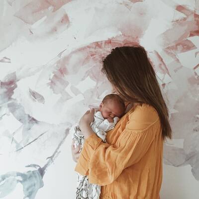 Papier peint panoramique Cerisier en fleurs à l'aube