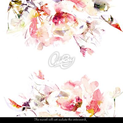 Papier peint panoramique Cerisier en fleurs à l'aube