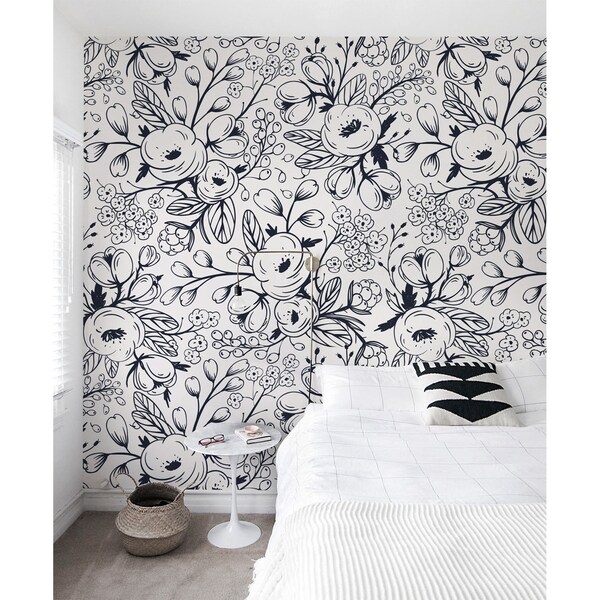 Papier peint panoramique Croquis romantiques de la rose