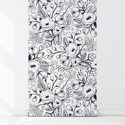 Papier peint panoramique Croquis romantiques de la rose