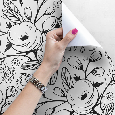 Papier peint panoramique Croquis romantiques de la rose