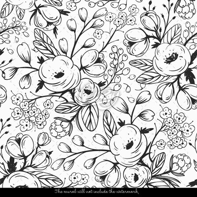 Papier peint panoramique Croquis romantiques de la rose