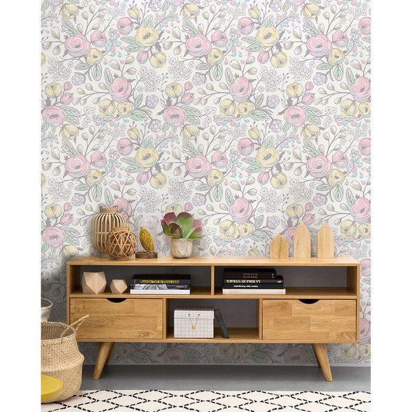 Tapisserie panoramique Fleurs colorées peintes