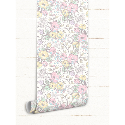 Tapisserie panoramique Fleurs colorées peintes