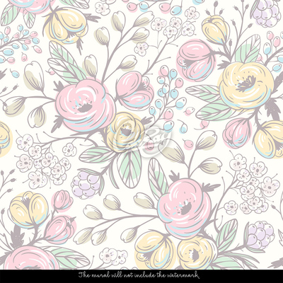 Tapisserie panoramique Fleurs colorées peintes