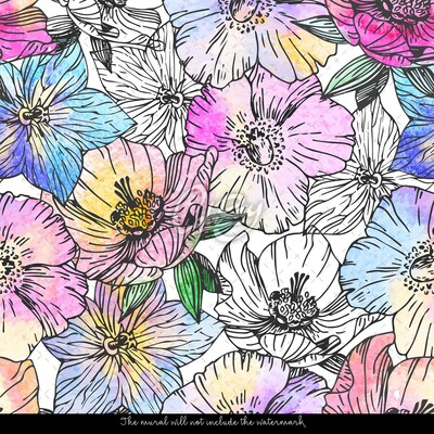 Papier peint Coquelicots irisés