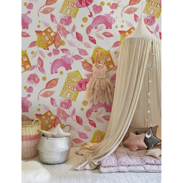 Tapisserie murale Une histoire d'hippopotames