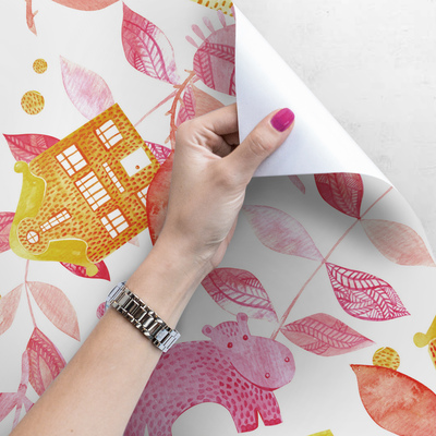 Tapisserie murale Une histoire d'hippopotames