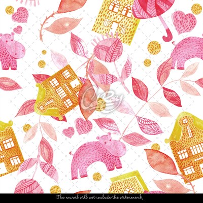 Tapisserie murale Une histoire d'hippopotames