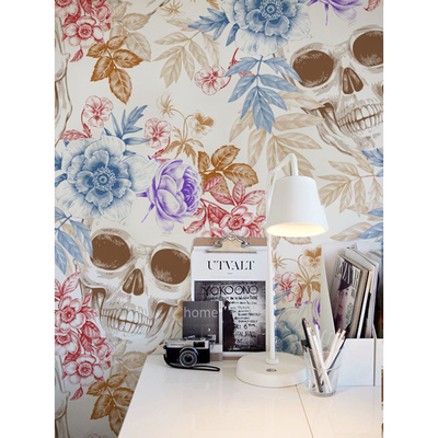 Papier peint adhésif Crânes peints avec des fleurs
