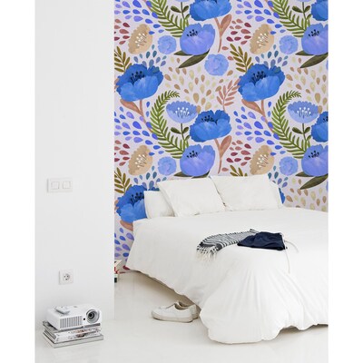 Papier peint Coquelicots bleus