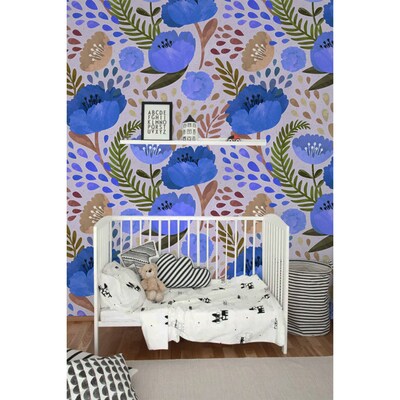 Papier peint Coquelicots bleus